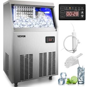 Commercial Ice Maker, 110LBS/24H,  44lbs Storage Capacity, Stainless Steel, 40 Ice Cubes Per Plate, Industrial Ice Maker