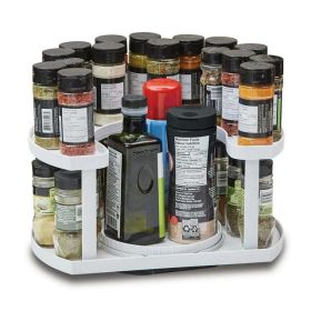 Spice Storage Organizer, Two-Level, Plastic, Spice Spinner, Holds 15lb