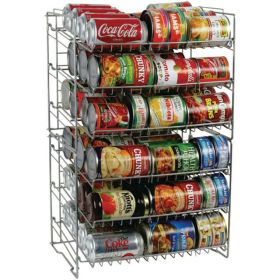 Can Rack, Soup, Vegetable, Soda Can Organizer, 15.6" L x 11.75" W x 23.25" H, Silver