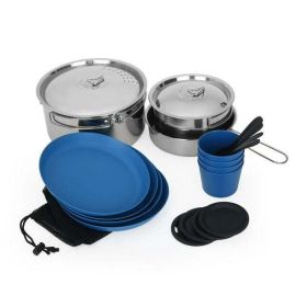 Mess Kit and Pans Set, 22-Piece with Mesh Carrying Bag