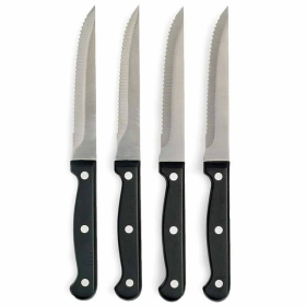 Steak Knives, 4pc, Serrated Kitchen Cutlery, Stainless Knife Set