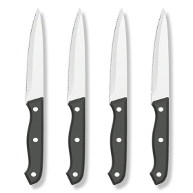 Steak Knives, Set of 4, 4.5-inch, Serrated Steak Knife Set, Ultra Sharp Stainless Steel Triple Rivet Collection