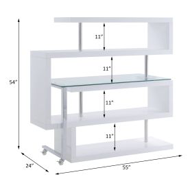 Writing Desk w/Shelf, Clear Glass, White & Chrome Finish 93179