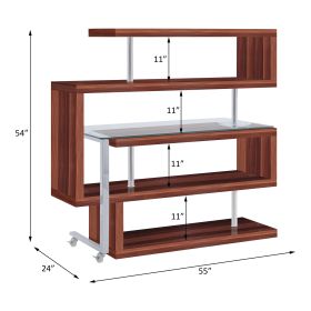 Writing Desk w/Shelf, Clear Glass, Walnut & Chrome Finish 93183