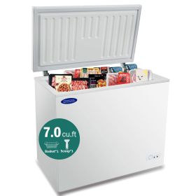 Chest Freezer, 7.0 Cu.ft, Solid Top, Commercial Deep Chest Freezers, Lockable, Stay-Open Lid, Painted Back