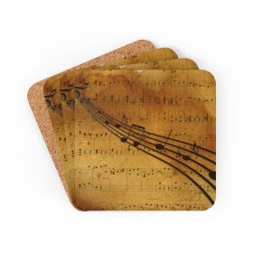 Corkwood Coaster 4 Piece Set, Brown Musical Note Style Coasters