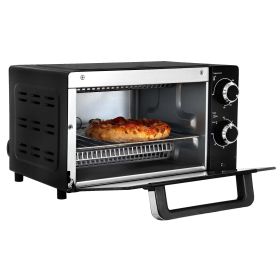 Toaster Oven, Convection, 4 Slice, 1000W, Stainless Steel, Baking Rack and Pan, Black