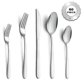 Silverware Set, 60 Pieces Stainless Steel Flatware Set for 12, Include Fork Knife Spoon Set, Mirror Polished, Dishwasher Safe