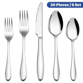 30-Piece Silverware Set, Stainless Steel Flatware Cutlery Set Service for 4, Metal Eating Utensil for Home Restaurant