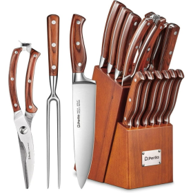 16 Pc Knife Block Set,  German Stainless Steel, Professional Kitchen Knife Set with Carving Fork