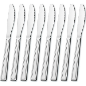 Dinner Knife Set, 24pcs, Texture Design, Square Handle, Stainless Steel, Bestdin