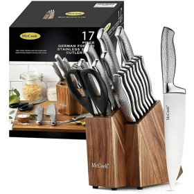 Knife Set, with Block, 17pcs, Cutlery Knife Block Set, Stainless Steel, McCook MC20