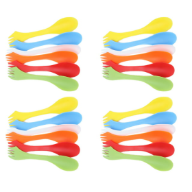 24PCS Plastic Fork Set 3 in 1 Multifunctional Reusable Fork Knife Spoon Set Colorful Utensils Kit Portable Camping Flatware for Picnic Lunch Box