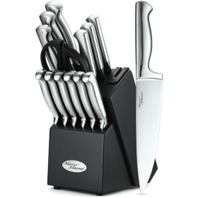 14-Piece Cutlery Knife Set with Block,Built-in Sharpener, Marco Almond KYA28