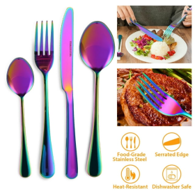 4-Piece Flatware Set Stainless Steel Silverware Cutlery Kitchen Utensil Set With Fork Knife Tea Spoon for Home Kitchen Hotel Restaurant