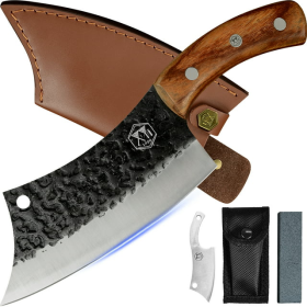 Slicing Cleavers For Meat Vegetable, 6.2 Inch, Chef Knife, High Carbon Steel, FULL TANG, Mini Whetstone & Bag, Sheath