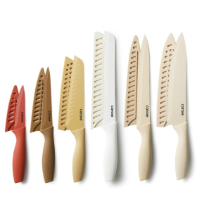 Kitchen Knife Set, 12pcs, Blade Guards, Nonstick Creamic Coating, Dishwasher Safe