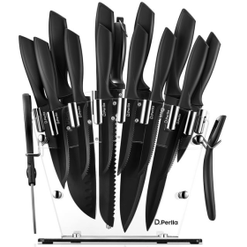 Knife Set, 16 PCS High Carbon Stainless Steel, Kitchen Knife Set, BO Oxidation for Anti-Rusting