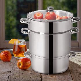 3 level Steamer / Juicer Pots, 11-Quart, Stainless Steel, Fruit Juicer Steamer