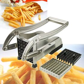 French Fries and Vegetable Cutter, Push Lever with 2 Different Blades, Stainless Steel