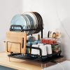 Dish Rack with Drainboard, 2-Tier, Dish Drying Rack, Rustproof,  Detachable Kitchen Drainer Organizer Set