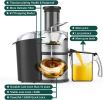 High Juice Yield  Centrifugal Juicer;  Juice Extractor with Extra Large 3inch Feed Chute Filter; Fruits and Vegetables;  Easy to Cl