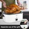 Turkey Roaster, White 20 QT Stainless Steel, Chicken Roaster, See-through Lid