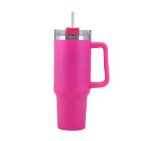 Thermal Mug, 30OZ, Coffee Car Tower Mug with Straw and Handle, Stainless Steel, Water Cup, Large Capacity (Capacity: 1PC, Color: 30oz Rose red)