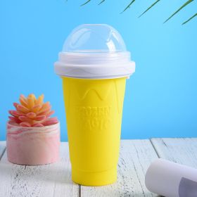 gSlushy Cup, Quick Frozen Magic, Double Layers, DIY Homemade Squeeze Icy Cup, Milk Shake, Smoothie (Color: Yellow)