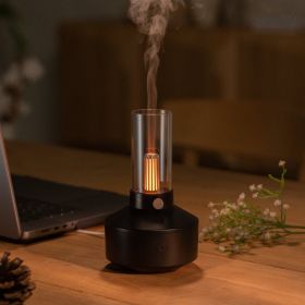 Humidifier, 2023 New Design, Ultrasonic, 130ml Essential Oil Aroma Diffuser Candlelight Aroma Diffuse (Color: Black)