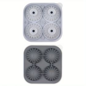 Ice Ball Mold, 1pc, makes 4 - 2.5in Ice Balls, Silicone Ice Tray, Ice Ball Tray With Funnel Integrated (Color: 4 Cactus Ice Trays - Gray)