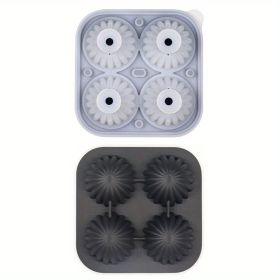 Ice Ball Mold, 1pc, makes 4 - 2.5in Ice Balls, Silicone Ice Tray, Ice Ball Tray With Funnel Integrated (Color: 4 Connect Cactus Ice Trays-Black)