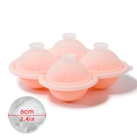 Ice Ball Trays, Large Silicone Ice Cube Molds, 4 Colors, Round Ice Mold; Easy-Release; No Leakage (Color: 4 ice hockey with funnel - pink)