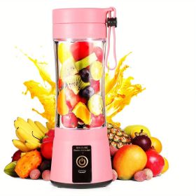 Portable Blender With 6 Blades, Rechargeable USB, Personal Size Blender For Shakes And Smoothies (Color: Pink)