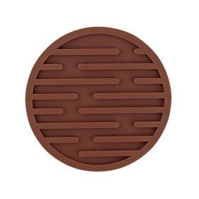 Coaster, 1pc Silicone, 4inch ,Heat Resistant, Cup Coasters, Round, Non-slip, Table Placemat Tools (Color: Coffee)