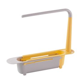 Sink Storage Drain Basket, Rag Holder; Expands to Sink Size, Organizer; Expandable Sink Basket (Color: Yellow)