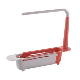 Sink Storage Drain Basket, Rag Holder; Expands to Sink Size, Organizer; Expandable Sink Basket (Color: Red)