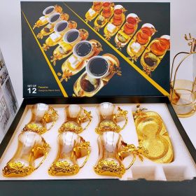 Coffee Cup And Plate Set, Colorful Glass (Color: Amber)