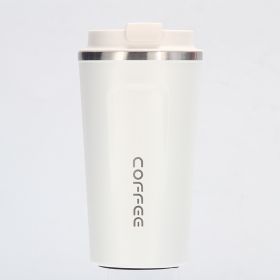 Coffee Travel Mug Spill Proof with Lid, 12 oz, Stainless Steel, Vacuum Insulated Tumbler, Thermos Cup (Color: White)