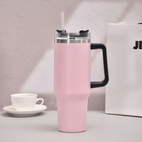 Car Tumbler with handle, 40 OZ., Stainless Steel, Insulated, portable ice cup, Insulated, Reusable, Leakproof (Color: Pink)