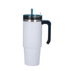 Thermal Mug, 30oz 20oz, Handle, Travel Car Thermo Mug, Stainless Steel, With Lid And Straw (Capacity: 890ml, Color: White)