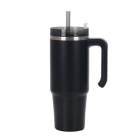 Thermal Mug, 30oz 20oz, Handle, Travel Car Thermo Mug, Stainless Steel, With Lid And Straw (Capacity: 890ml, Color: Black)