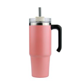 Thermal Mug, 30oz 20oz, Handle, Travel Car Thermo Mug, Stainless Steel, With Lid And Straw (Capacity: 600ml, Color: Nordic Powder)