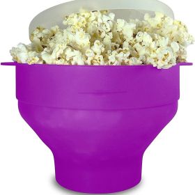 Silicone POPCORN Bowl with Lid, Microwave Popcorn Popper, Quick and Easy  Popcorn, 1pc Collapsible (Color: Purple)