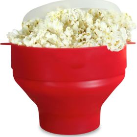 Silicone POPCORN Bowl with Lid, Microwave Popcorn Popper, Quick and Easy  Popcorn, 1pc Collapsible (Color: Red)