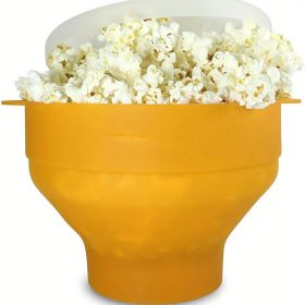 Silicone POPCORN Bowl with Lid, Microwave Popcorn Popper, Quick and Easy  Popcorn, 1pc Collapsible (Color: Yellow)