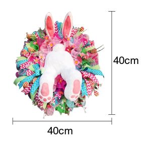 2023 Easter Rabbit Wreath Colorful Easter Rabbit Garlands Door Oranments Happy Easter Party Decor Bunny Wall Front Door Hanging (Color: Rabbit Wreath A, Ships From: CN)