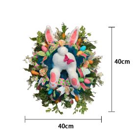 2023 Easter Rabbit Wreath Colorful Easter Rabbit Garlands Door Oranments Happy Easter Party Decor Bunny Wall Front Door Hanging (Color: Rabbit Wreath E, Ships From: CN)