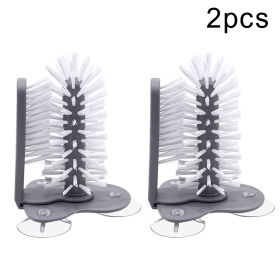 Glass Cleaning Brush, Sink Side Suction Mount,  Inner and Outer Brushes (Color: 2PCS, Ships From: China)