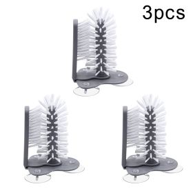 Glass Cleaning Brush, Sink Side Suction Mount,  Inner and Outer Brushes (Color: 3PCS, Ships From: China)